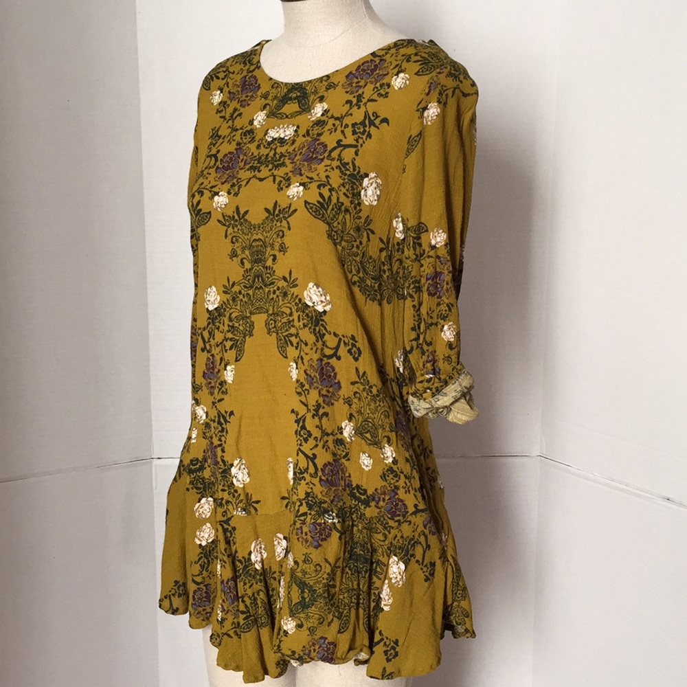 FP Floral 70s Green Tunic w/pockets
